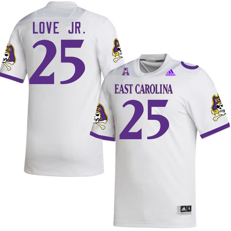 #25 Eddie Love Jr. East Carolina Pirates College Football Jersey Stitched-White